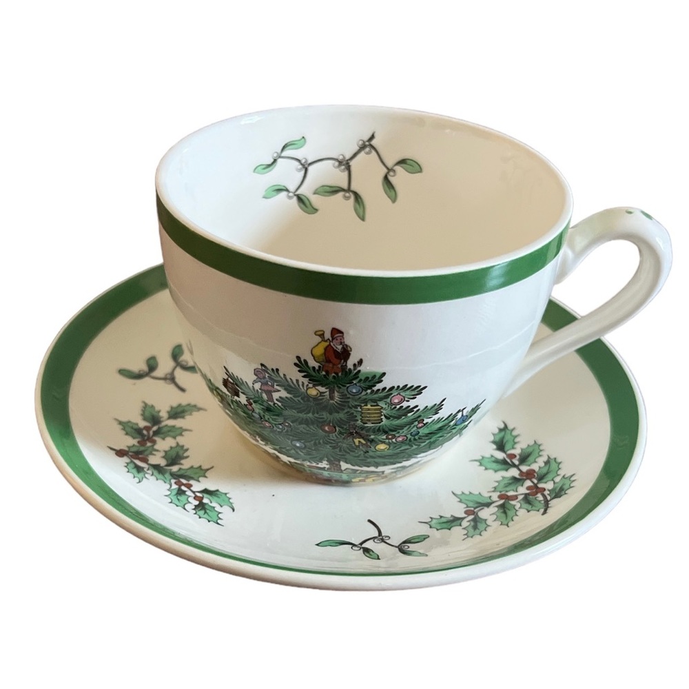 Spode Christmas Tree Teacup and Saucer Set